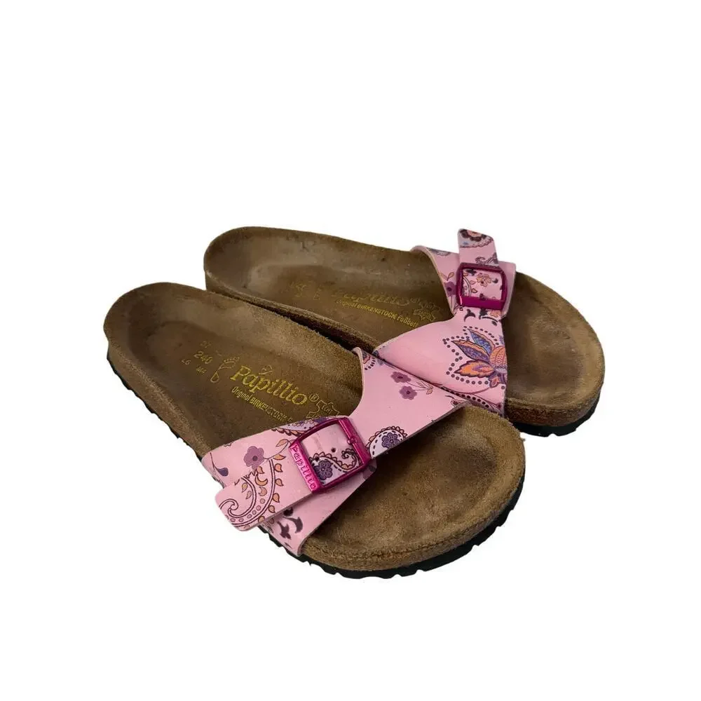 Birkenstock Papillio Pink Paisley Slip On Sandals Sz 37/6 GS - Picture 1 of 5